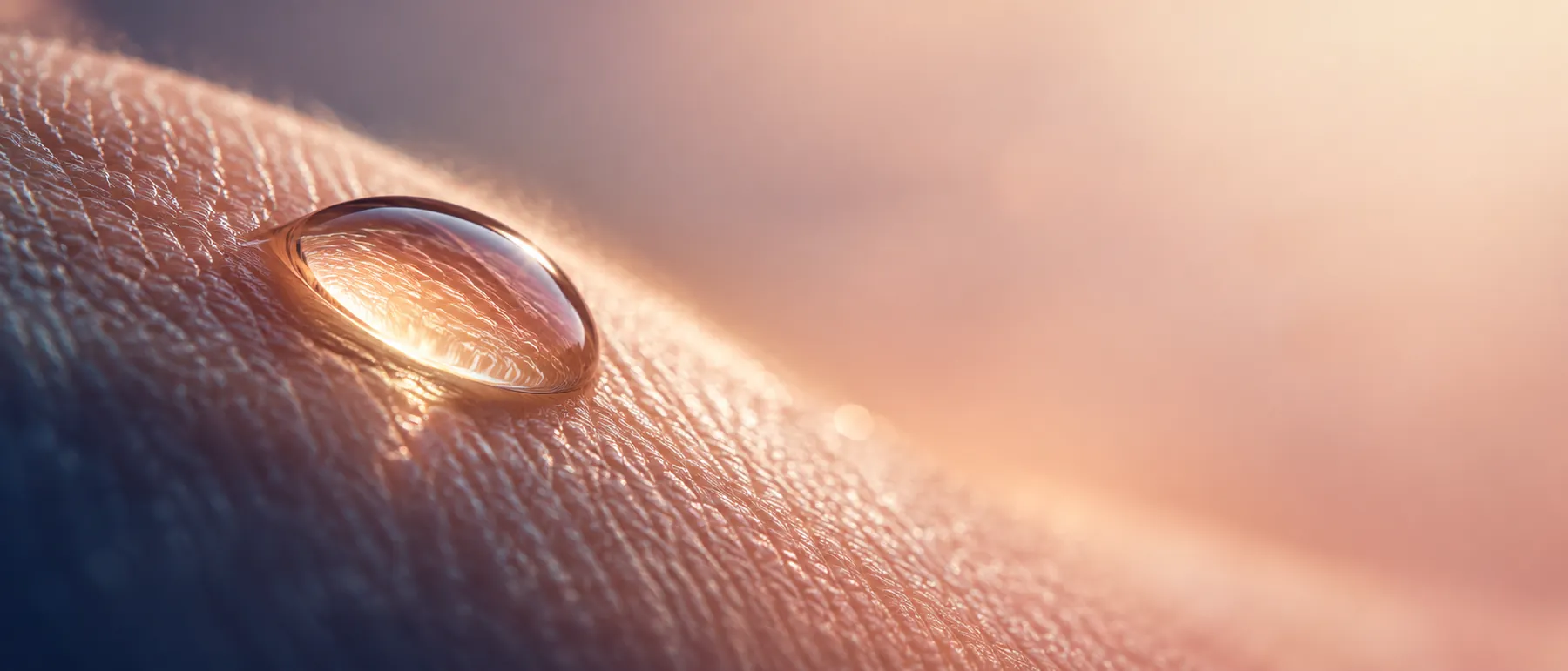 Close-up of skin with a serum droplet